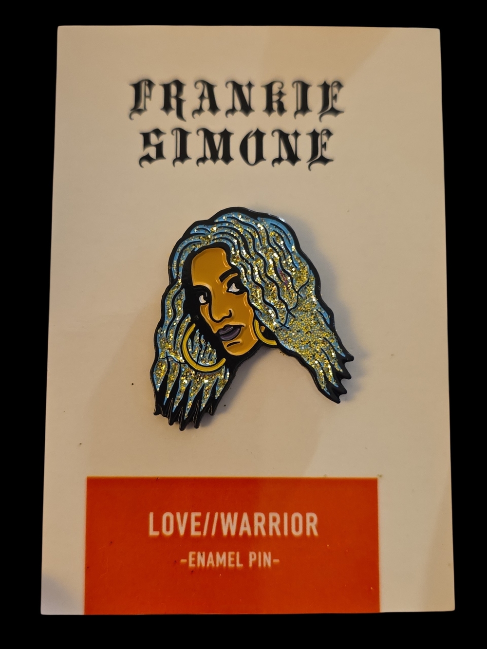 Blue Glitter Hair Enamel Pin - Love//Warrior
